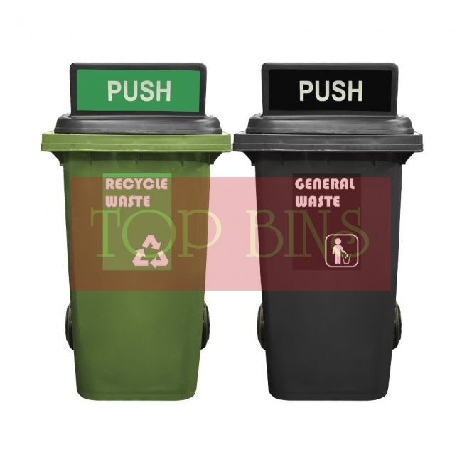 240L Mobile Garbage Recycle Bin 2-Wheel 2-in-1 C/W Turbo Lid