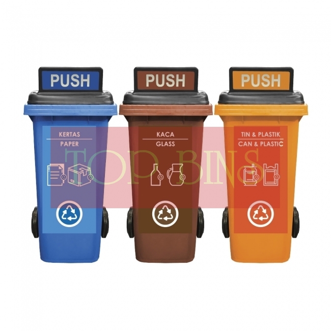 120L |CM3| Mobile Garbage Recycle Bin 2-Wheel 3-in-1 C/W Turbo Lid