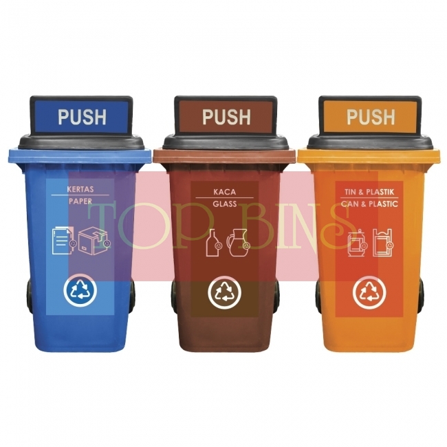 240L |CM3| Mobile Garbage Recycle Bin 2-Wheel 3-in-1 C/W Turbo Lid