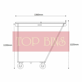1500L Metal Leach Bin 4-Wheel c/w Cover