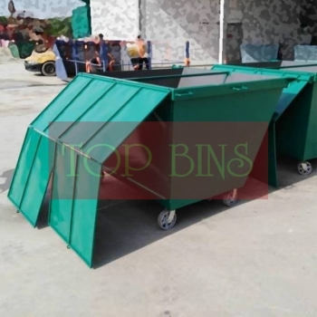 1500L Metal Leach Bin 4-Wheel c/w Cover
