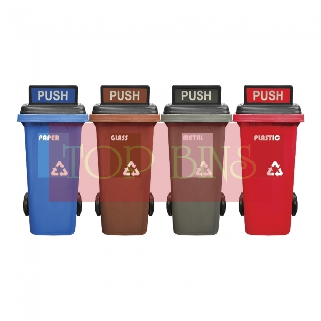 120L Mobile Garbage Recycle Bin 2-Wheel 4-in-1 C/W Turbo Lid