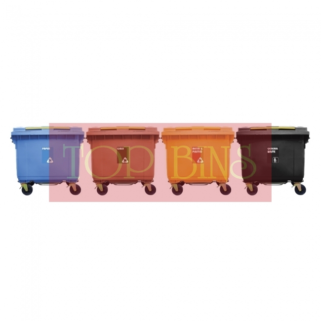 660L Mobile Garbage Recycle Bin 4-Wheel 4-in-1W C/W Foot Pedal