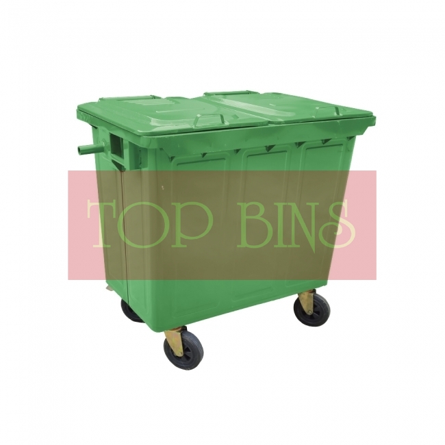 660L Galvanized Zinc Plated Mobile Garbage Bin c/w Cover