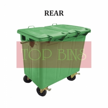 660L Galvanized Zinc Plated Mobile Garbage Bin c/w Cover