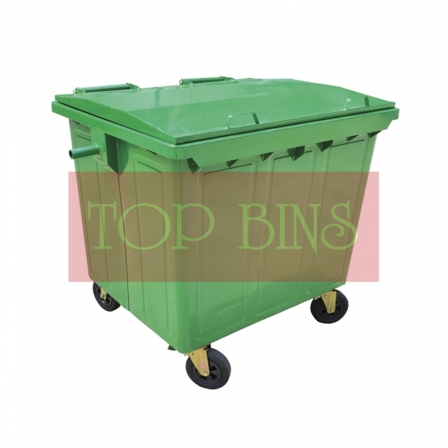 900L Galvanized Zinc Plated Mobile Garbage Bin c/w Cover