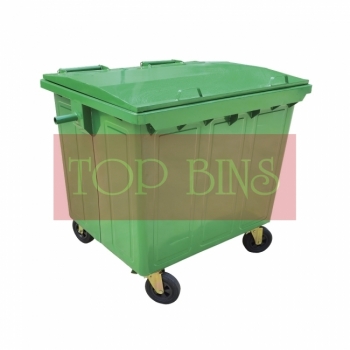 900L Galvanized Zinc Plated Mobile Garbage Bin c/w Cover
