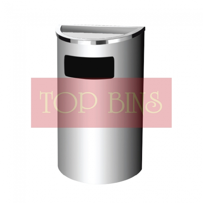 SS105-AT Stainless Steel Bin Semi Round C/W Ashtray Top