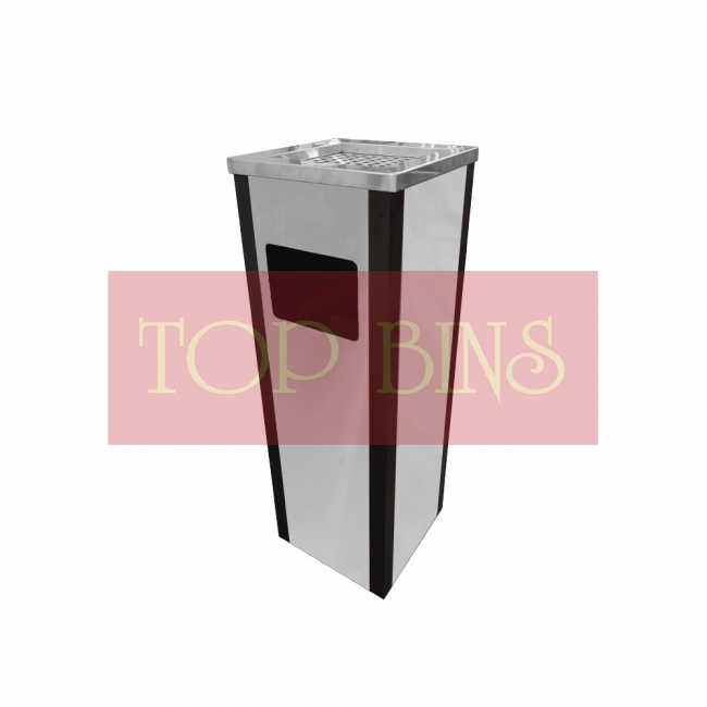 SS413 Stainless Steel + Silkscreen Bin Square c/w Ashtray Top