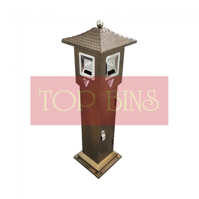 AT041 Powder Coated Ashtray Stand Square (Roof)