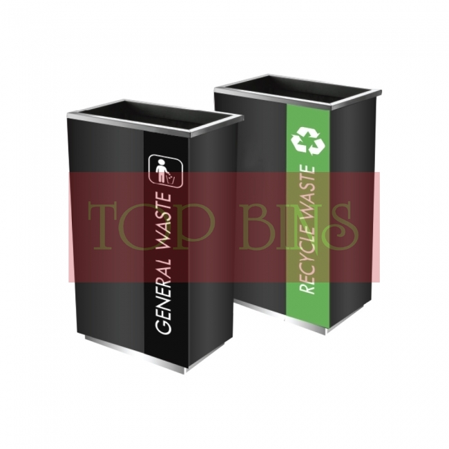 SS102-OTB Powder Coated Recycle Bin Rectangular C/W Open Top (2-in-1)