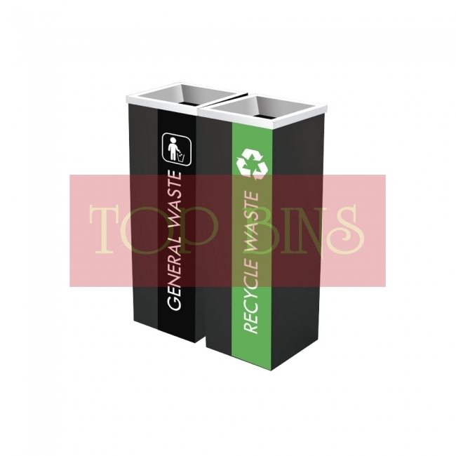 SS110-B Powder Coated Recycle Bin Square C/W Open Top (2-in-1)
