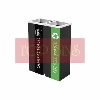 SS110-B |IN2| Powder Coated Recycle Bin Square C/W Open Top (2-in-1)
