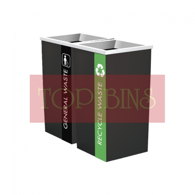 SS110-LB Powder Coated Recycle Bin Square C/W Open Top (2-in-1)