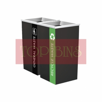 SS110-LB |IN2| Powder Coated Recycle Bin Square C/W Open Top (2-in-1)