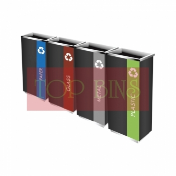 SS102-OTB |IN4| Powder Coated Recycle Bin Rectangular c/w Open Top (4-in-1)