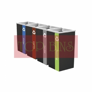 SS110-LB |IN4| Powder Coated Recycle Bin Square c/w Open Top (4-in-1)
