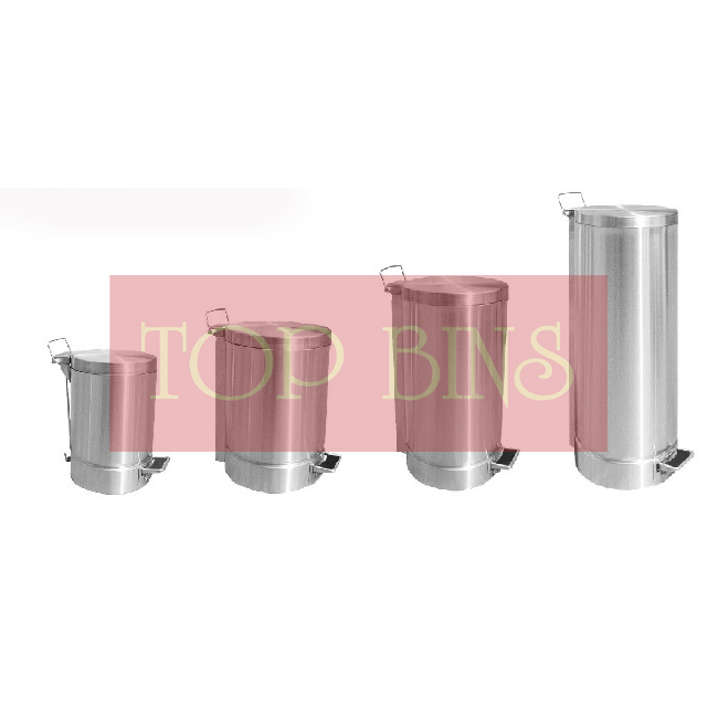 Premium Stainless Steel Pedal Bin Round c/w Flat Lid – 5L / 10L / 14L / 21L