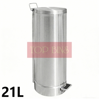 Premium Stainless Steel Pedal Bin Round c/w Flat Lid – 5L / 10L / 14L / 21L