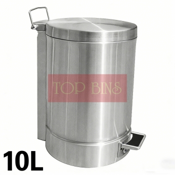 Premium Stainless Steel Pedal Bin Round c/w Flat Lid – 5L / 10L / 14L / 21L