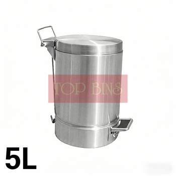 Premium Stainless Steel Pedal Bin Round c/w Flat Lid – 5L / 10L / 14L / 21L