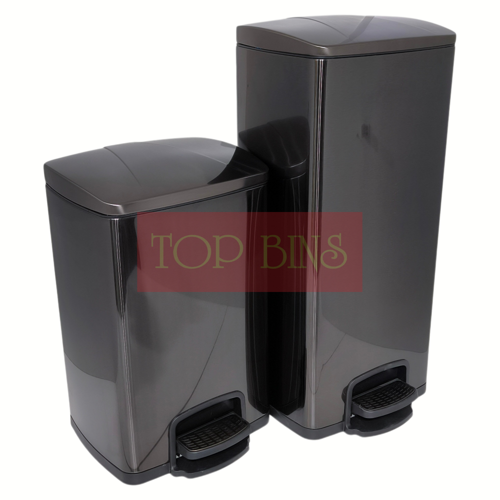 Black Dyed Stainless Steel Pedal Bin (Square) – 20L / 30L