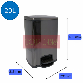 Black Dyed Stainless Steel Pedal Bin (Square) – 20L / 30L