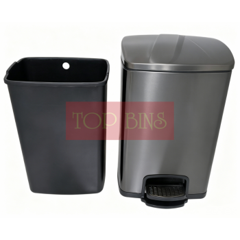 Black Dyed Stainless Steel Pedal Bin (Square) – 20L / 30L