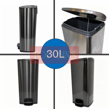 Black Dyed Stainless Steel Pedal Bin (Square) – 20L / 30L