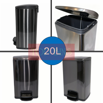 Black Dyed Stainless Steel Pedal Bin (Square) – 20L / 30L