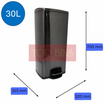 Black Dyed Stainless Steel Pedal Bin (Square) – 20L / 30L