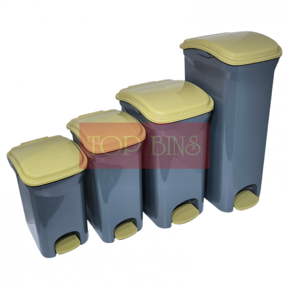 Plastic Rectangular Pedal Bin – Grey | 12L / 15L / 30L / 40L