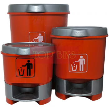 Plastic Round Pedal Bin - 15L / 30L / 45L | Red / Blue / Yellow / Green