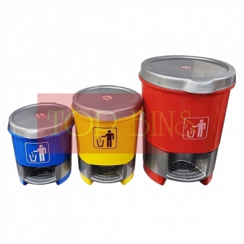 Plastic Round Pedal Bin - 15L / 30L / 45L | Red / Blue / Yellow / Green