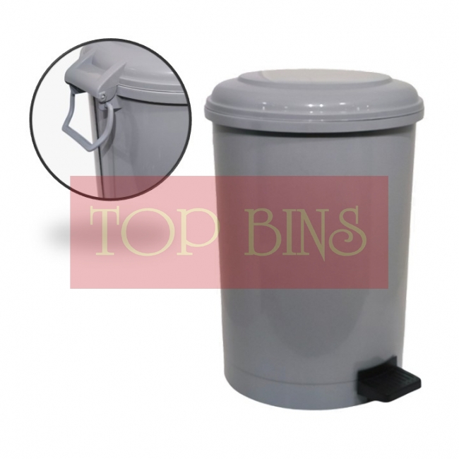 Plastic Round Pedal Bin – Grey (Metal Rod) | 35L