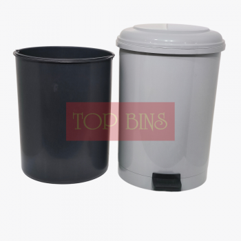 Plastic Round Pedal Bin – Grey (Metal Rod) | 35L