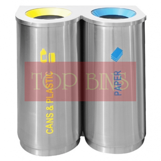Stainless Steel Recycle Bin Round 2-In-1